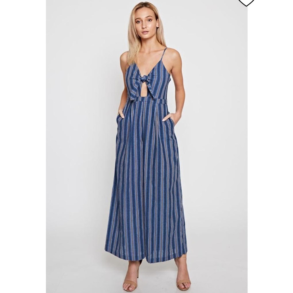 Plus+ Denim stripe jumpsuit